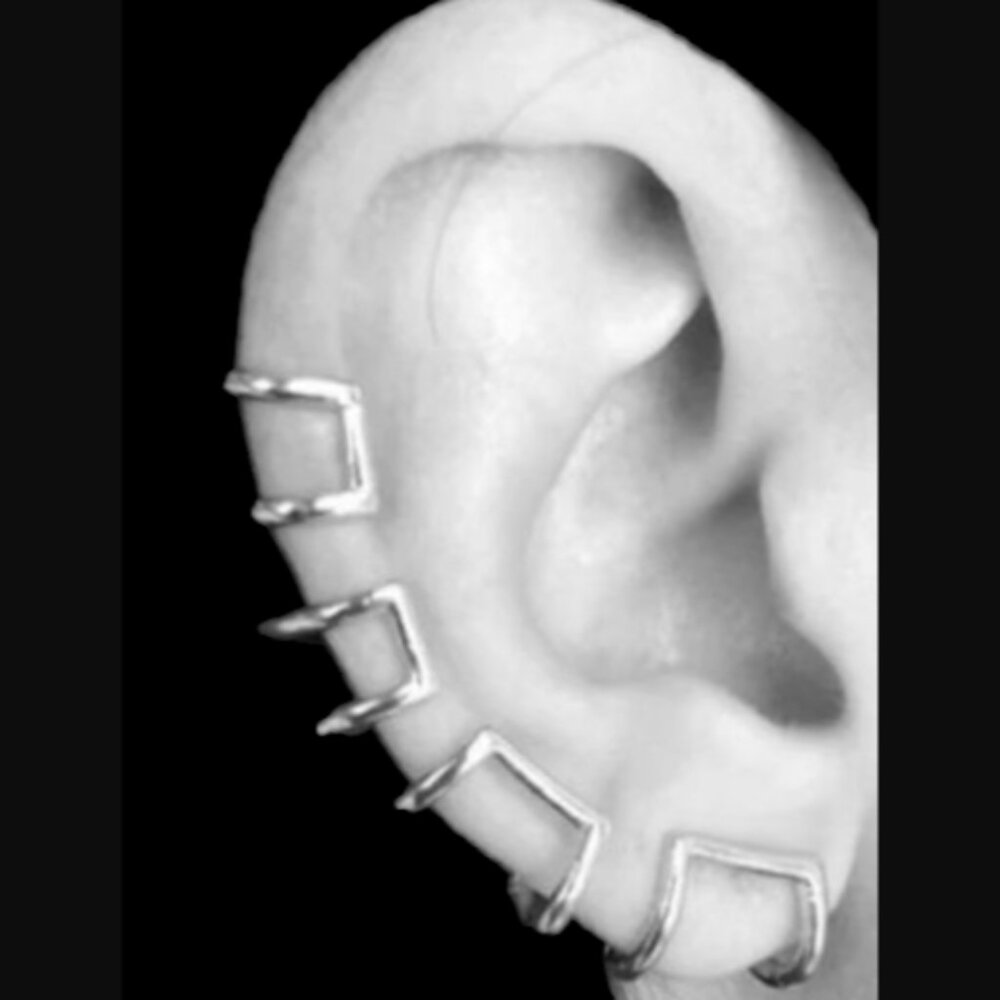 Lady Gray Right Ear Caged Ear Cuff 925 Sterling Silver Post